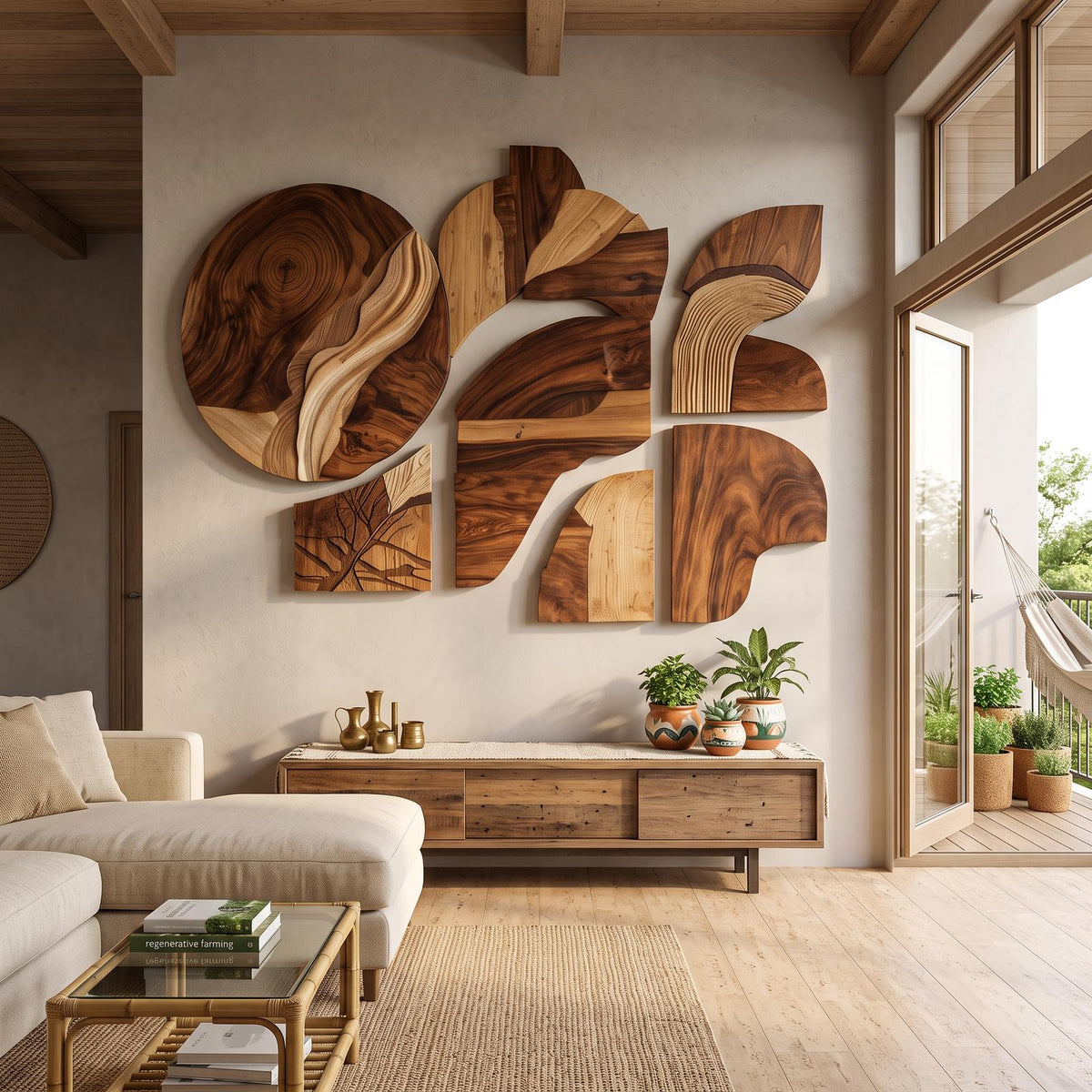 Spry Interior Farmhouse Wooden Wall Art Sculpture, Handcrafted Reclaimed Wood Panel Decor for Rustic Living Room and Entryway, SILDTTRWA041