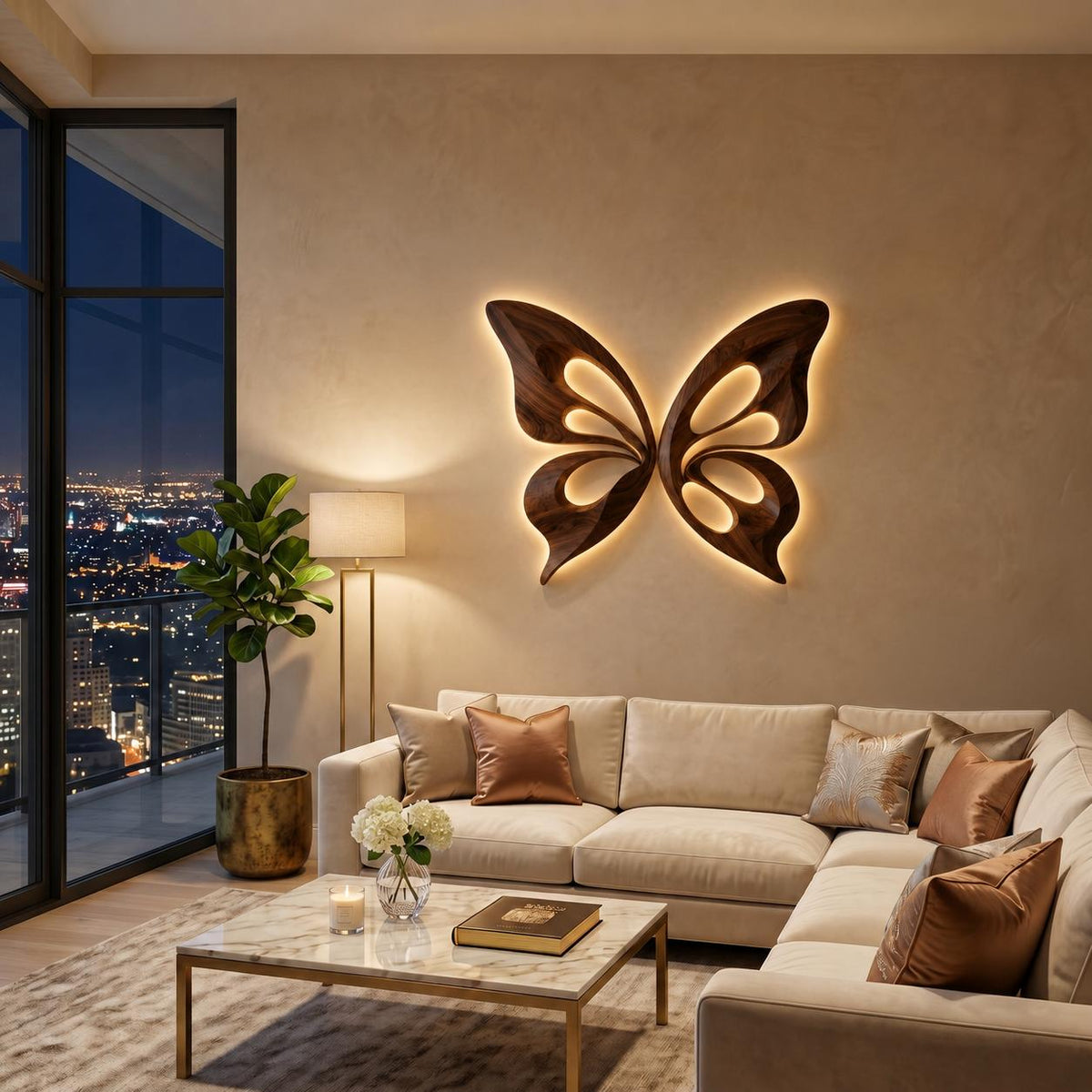 Modern Wooden Butterfly Wall Art Hand Carved For Living Decor