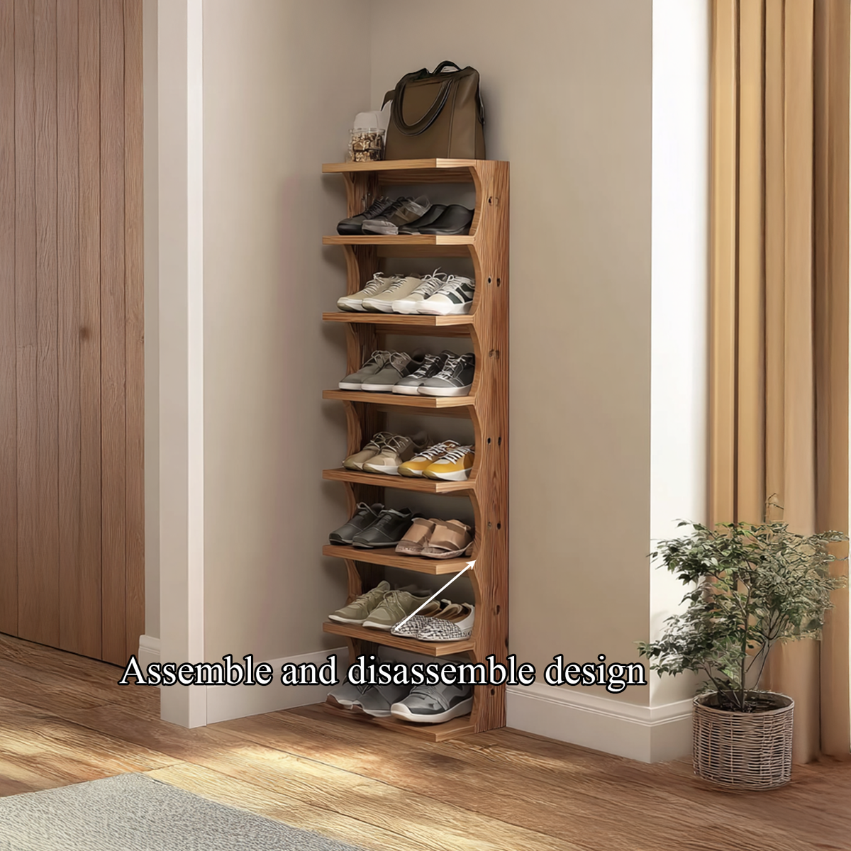 Rustic Shoe Rack Solid Wood Handmade Decor Home Gitf