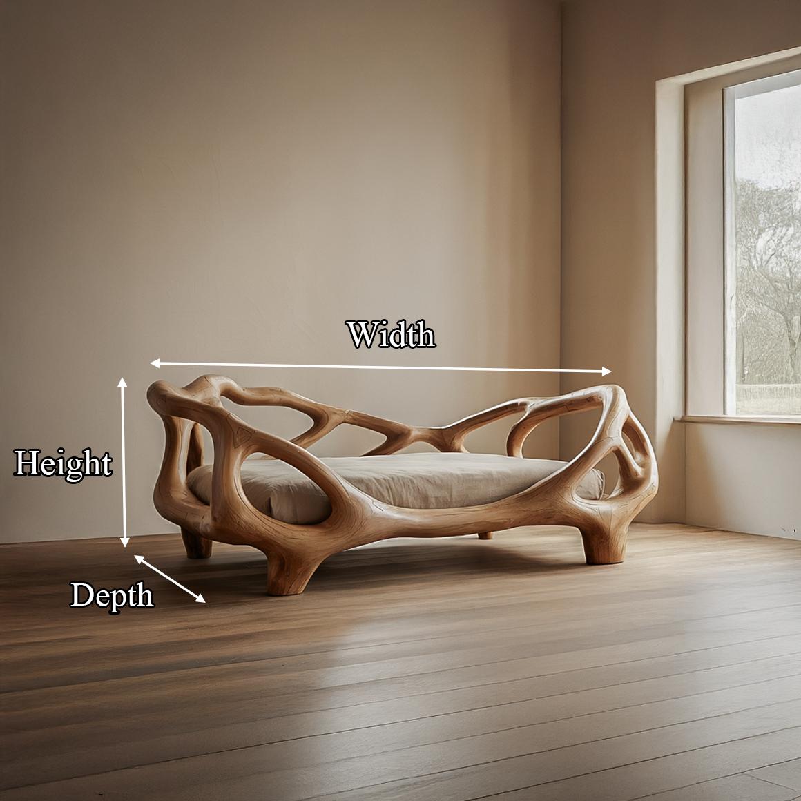 Rustic Organic Sculptural Bed Artistic Modern Bedroom SINLSAWB069