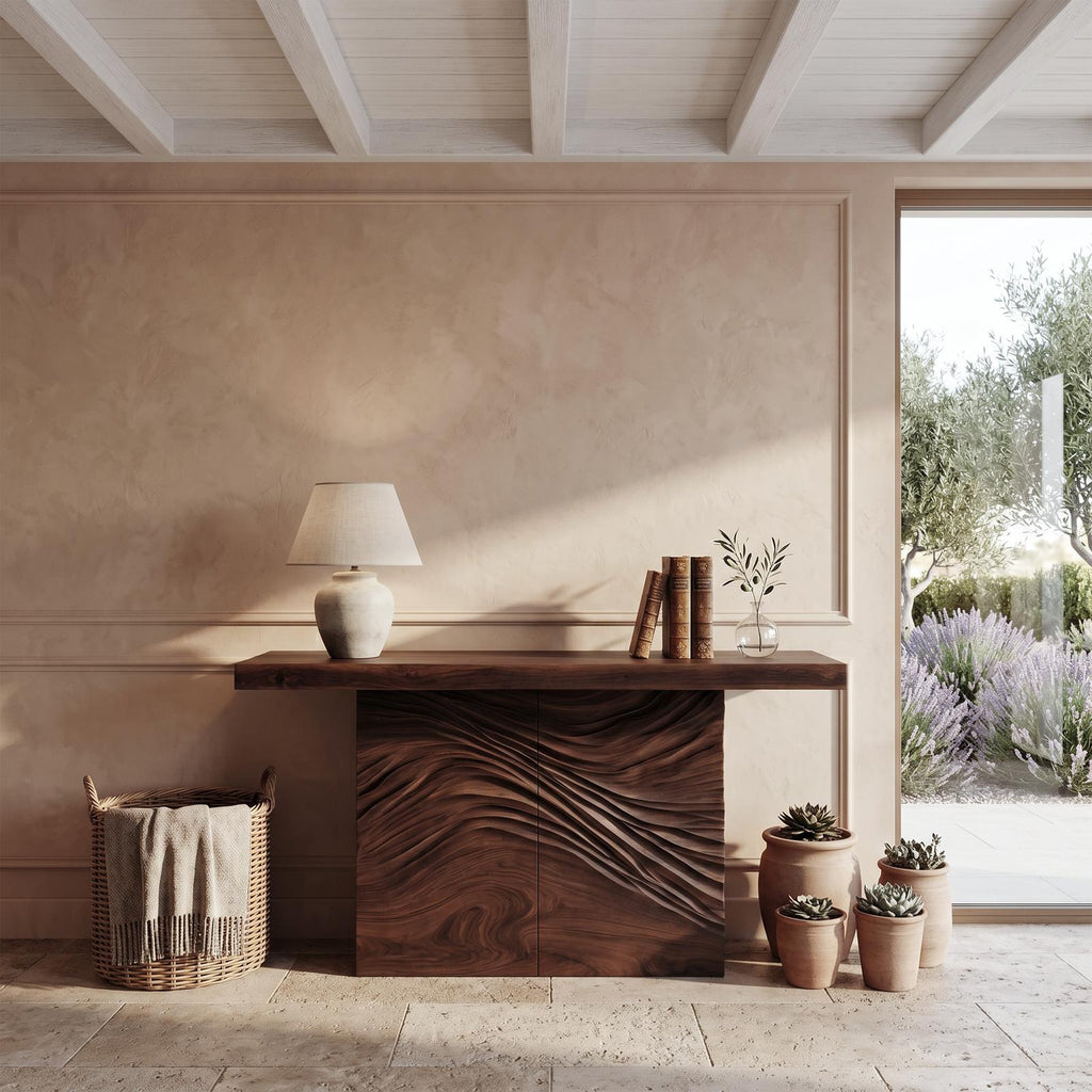 Minimalist Organic Edge Accent Table For Entryway Interior Area