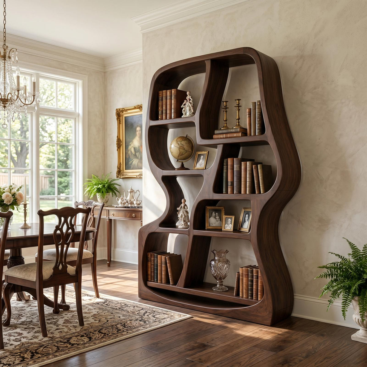 Modern Sculptural Bookshelf For Home Library Display