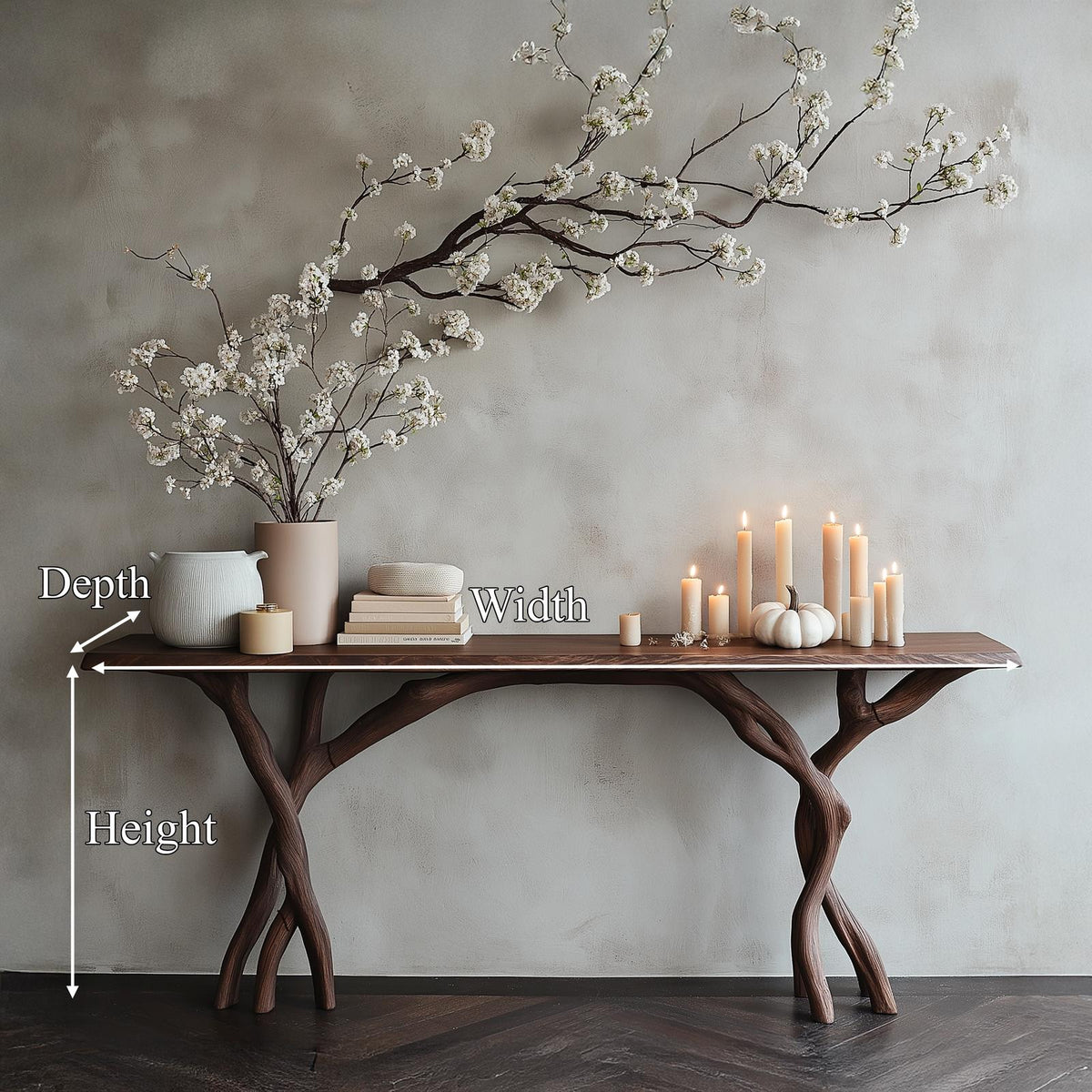 Driftwood Console Table Live Edge Rustic Wood Gift