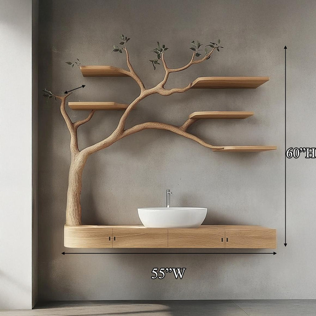 Rustic Organic Floating Tree Vanity Bathroom Or Spa Room