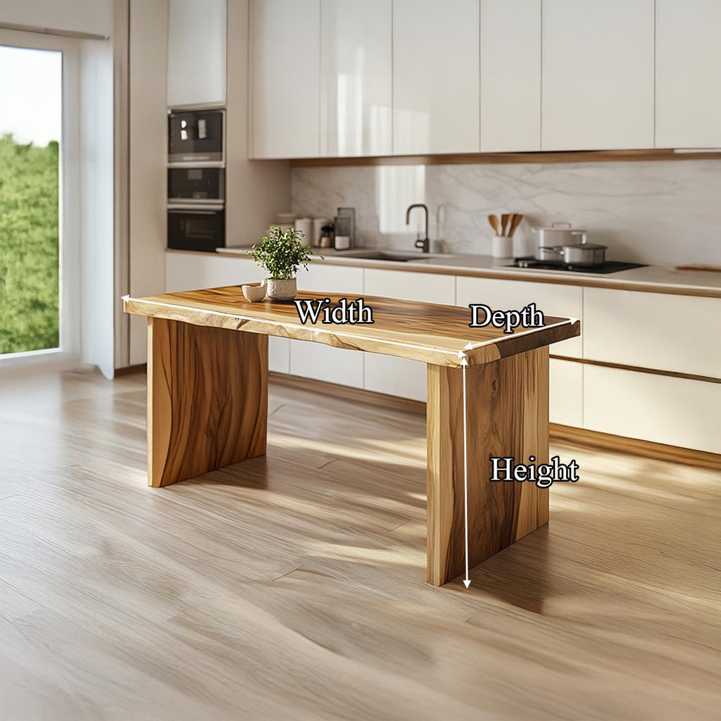 Spry Interior Contemporary Wooden Dining Table, Modern Minimalist Kitchen Dinner Table for Home Dining Room Decor, Model SINLSAKT001