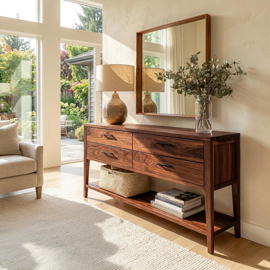 Modern Wood Console Table With Storage For Hallway Styling
