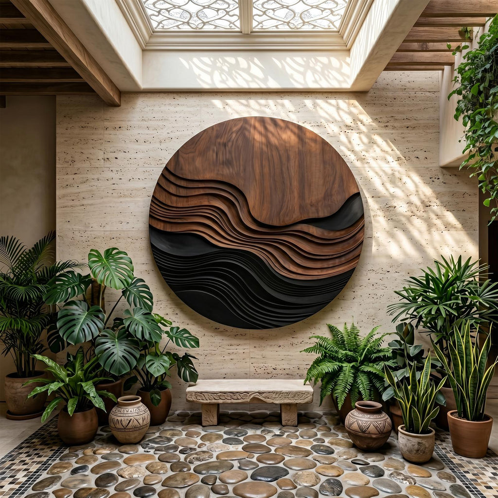 Contemporary Wave Pattern Wall Art For Entryway SILDTTNWA153