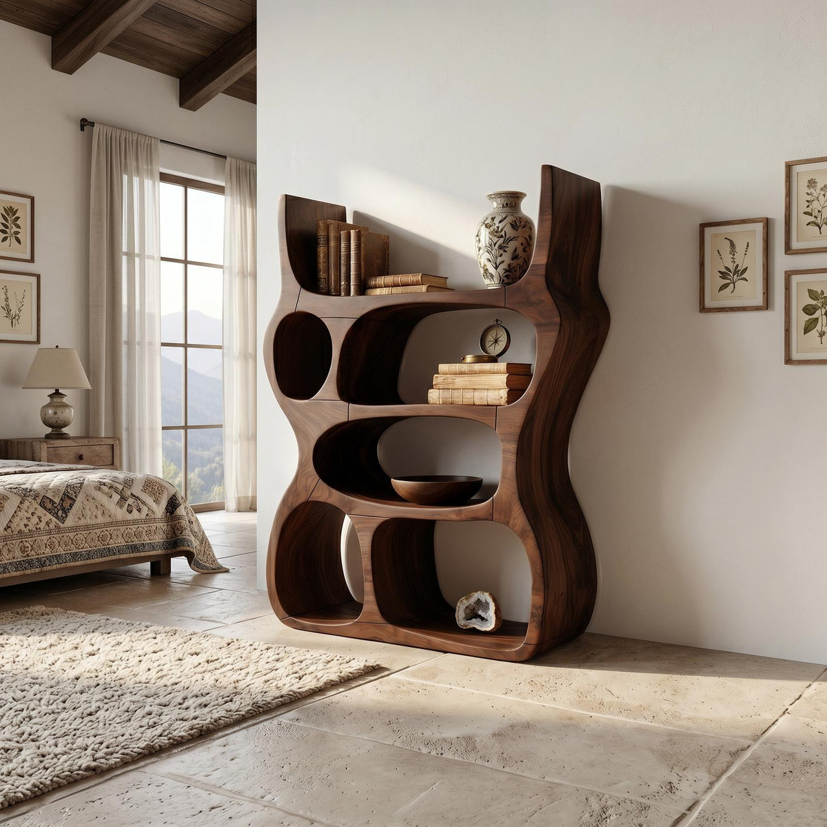Artisan Organic Wooden Display Shelf For Cozy Interiors SILDTTRBS048