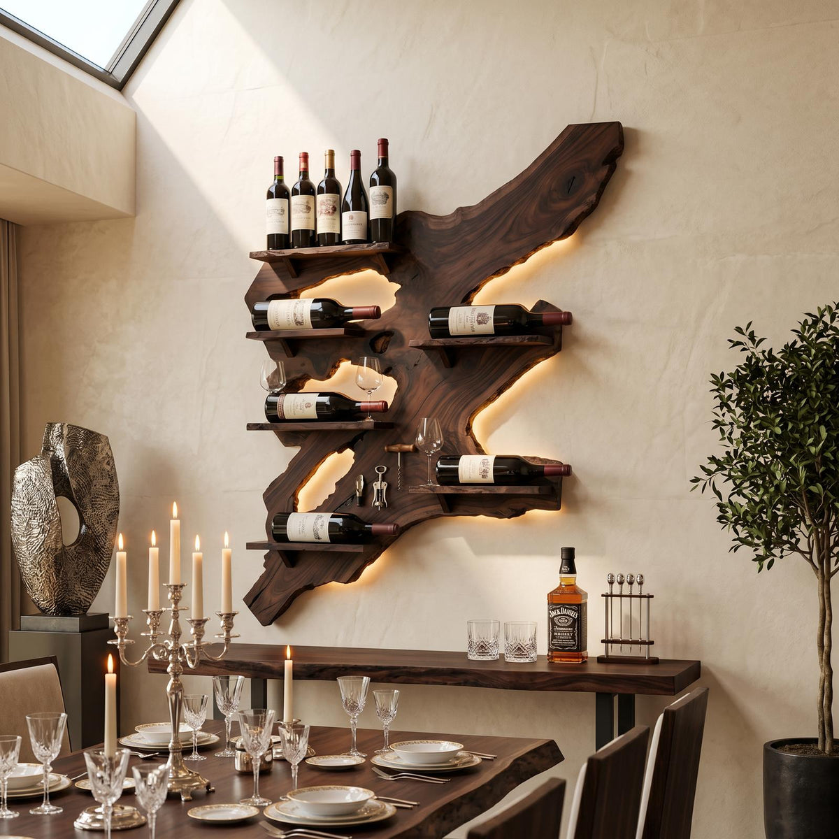Rustic Wine Rack For Furniture Home Bar Wall Design