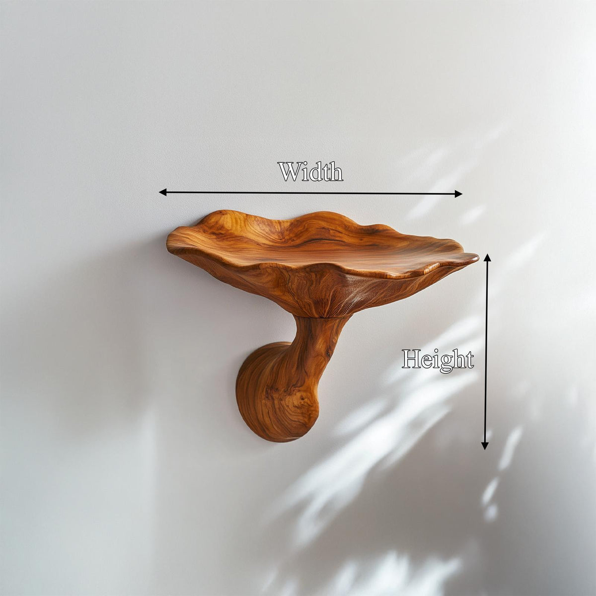 Organic Modern Floating Accent Mushroom Shelf, Wall Mounted Wood Display for Bedroom & Entryway
