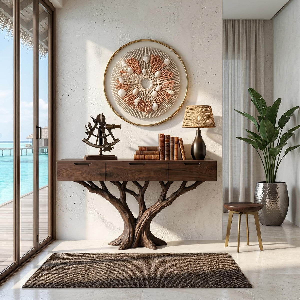 Industrial Tree Root Console Table Modern Loft