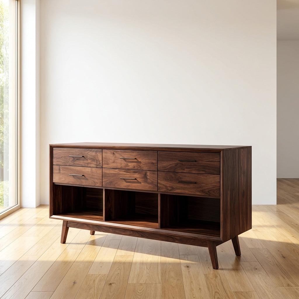 Modern Wooden Console Table with Open Shelf, Handcrafted Entryway Table for Hallway & Living Room Decor, Model