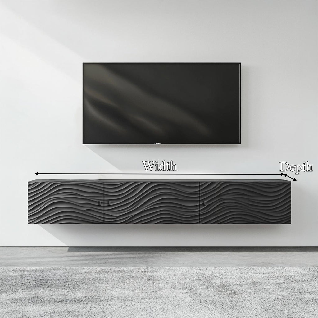 Contemporary Floating TV Stand with Storage, Modern Wall Mounted Media Console & Entertainment Center
