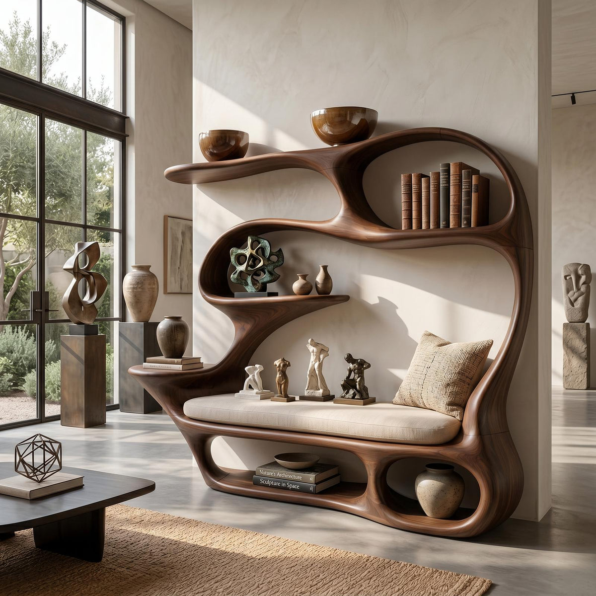 Contemporary Reading Seat Bookcase For Home Library SILDTTNBS060