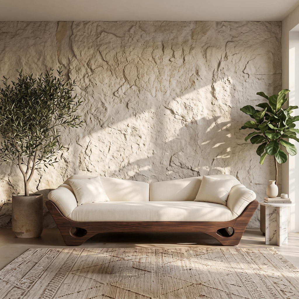Artistic Wooden Sofa with Sculptural Organic Frame, Contemporary Settee Lounge Couch for Designer Home