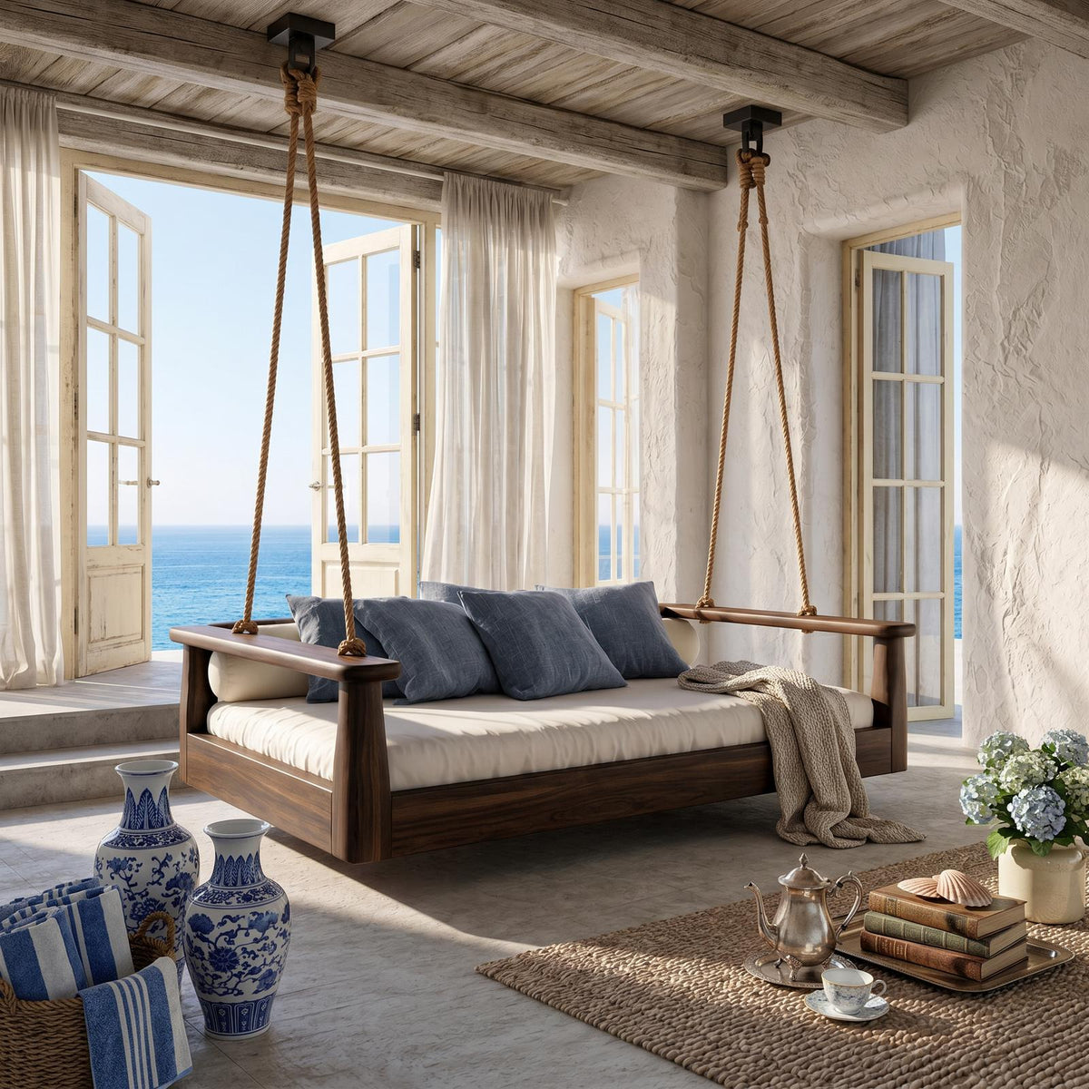 Coastal Porch Hanging Daybed Swing Seaside Cottage Retreat SILDTTRSWI005
