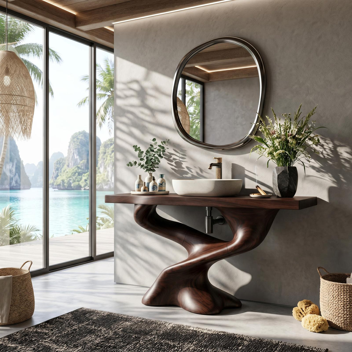 Handcrafted Solid Vanity For Unique Bathroom Design SILDTTNBRV011