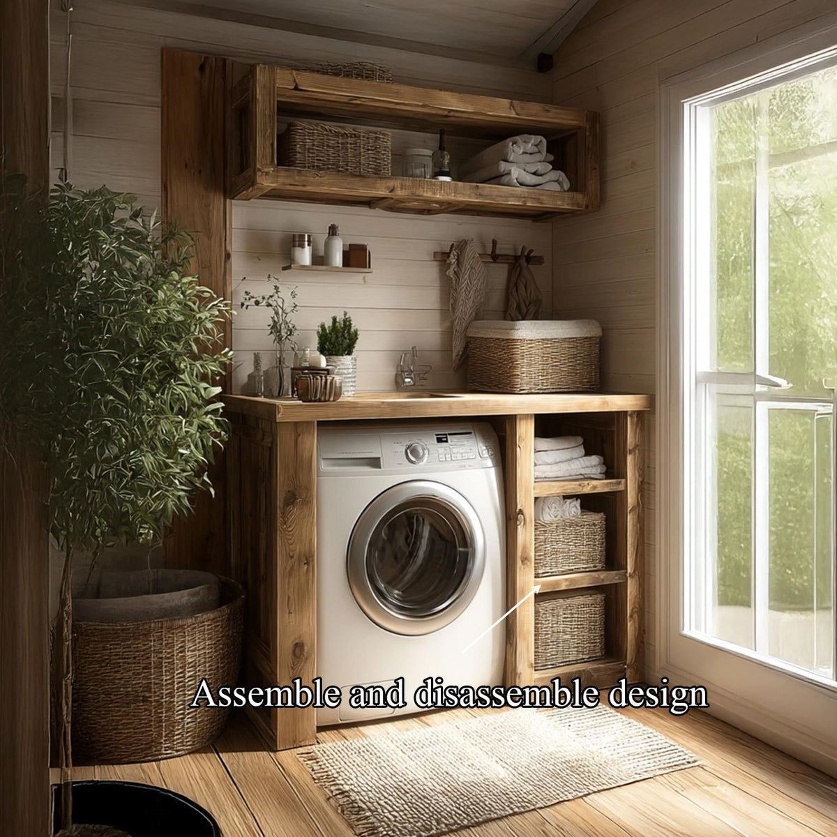Laundry Nook Shelf Solid Wood Rustic Style Gift