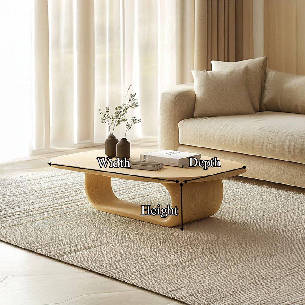 Mid Century Modern Solid Wood Coffee Table, Small Space Apartment Accent Center Table, Model