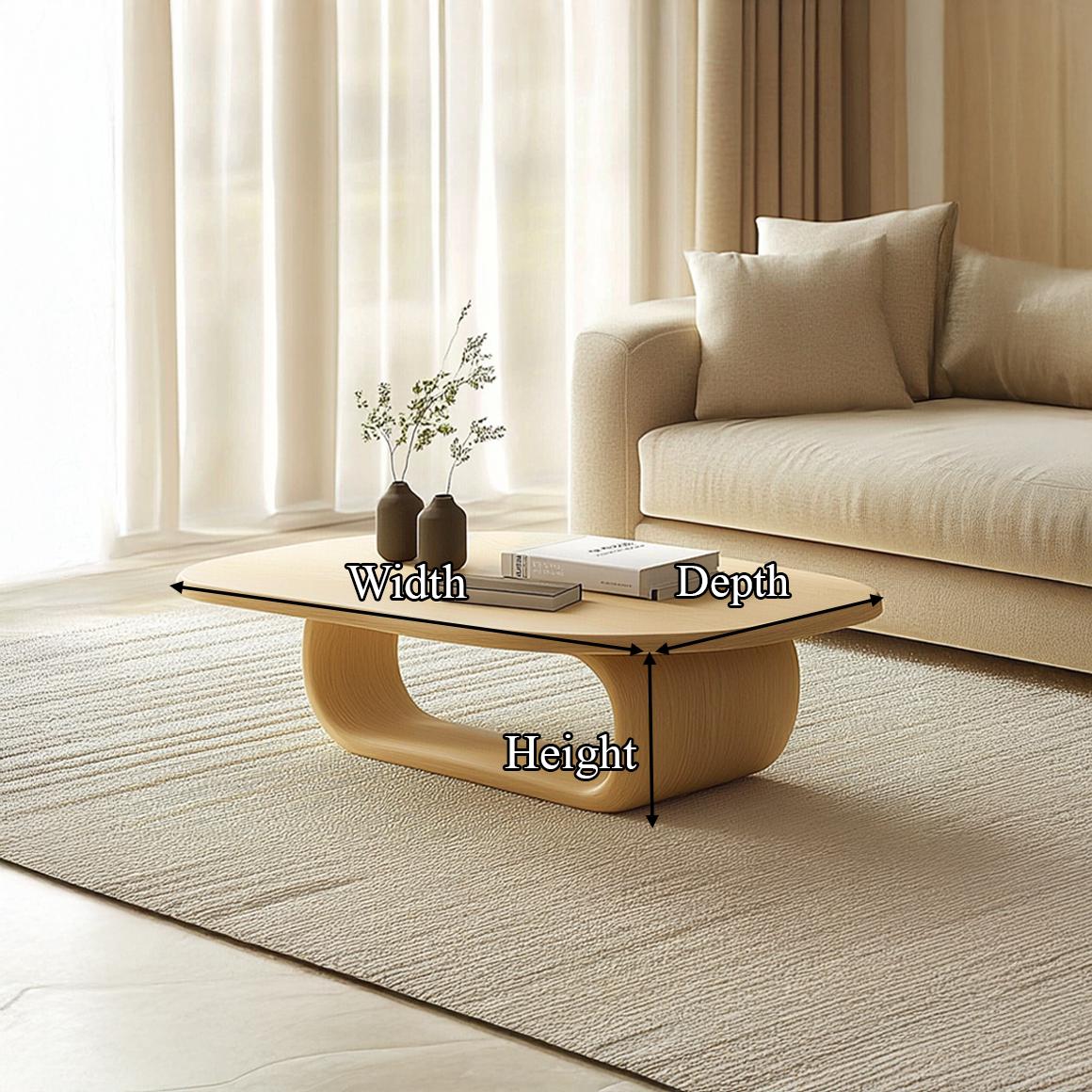 Mid Century Modern Solid Wood Coffee Table, Small Space Apartment Accent Center Table, Model