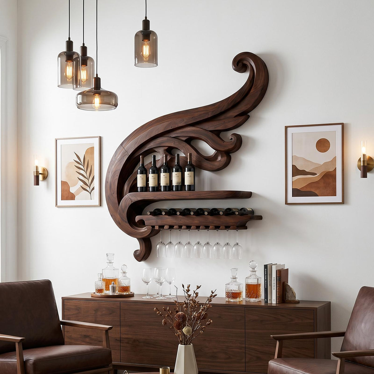 Farmhouse Wine Bottle Holder For Kitchen