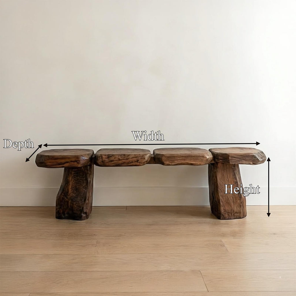 Mid-Century Solid Wood Accent Bench for Bedroom, Living Room & Entryway, Handcrafted Indoor Seat Furniture