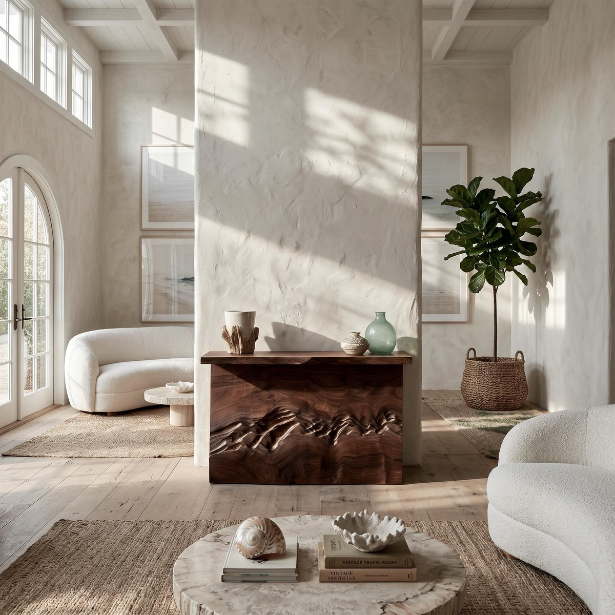 Minimalist Textured Edge Console Table For Studio Interior Design SILDTTNCS126