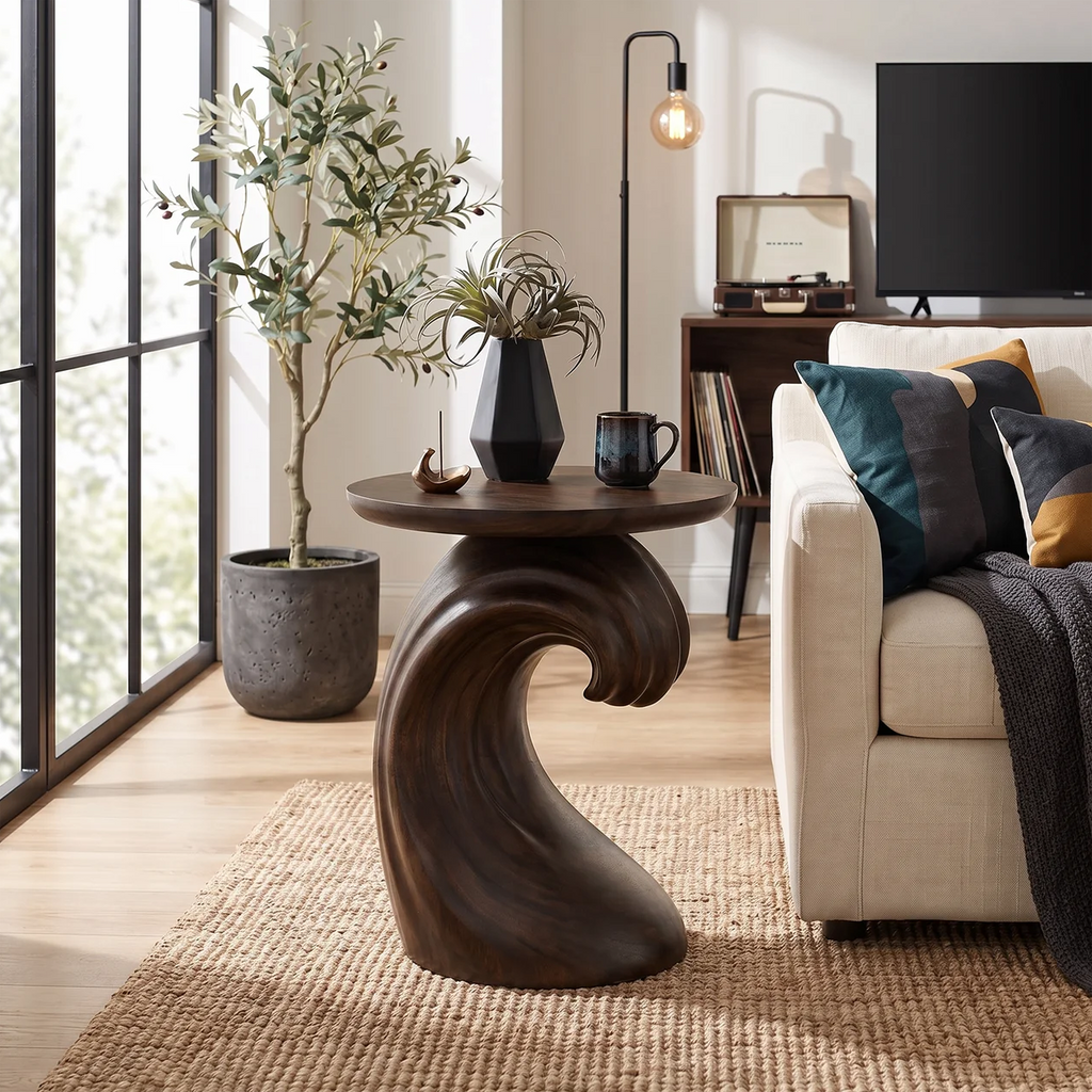 Rustic Tree Base Accent Table Master Bedroom