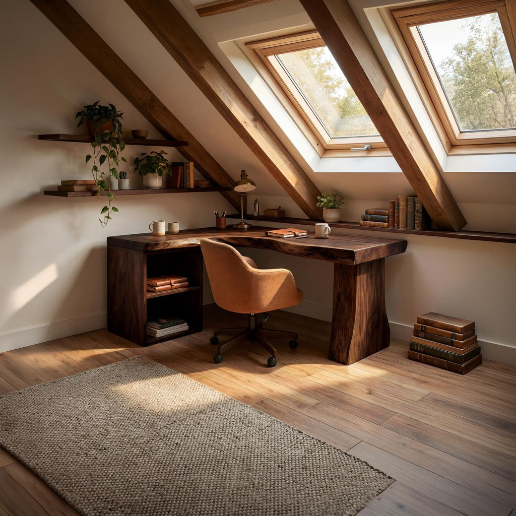 Modern L-Shaped Desk, Handcrafted Wooden Corner Computer Desk for Seamless Home Office Workspace