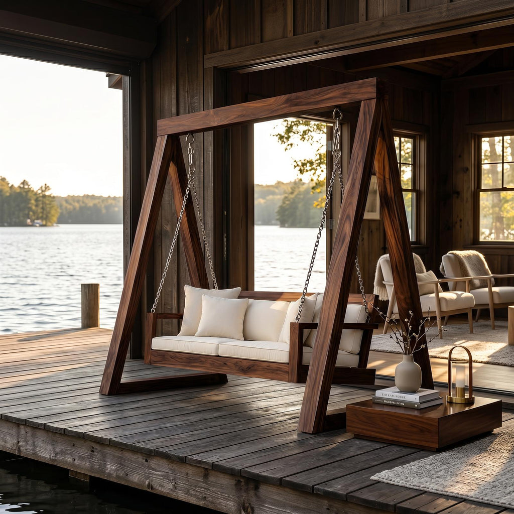 Freestanding Wooden Garden Swing Luxury Outdoor Living
