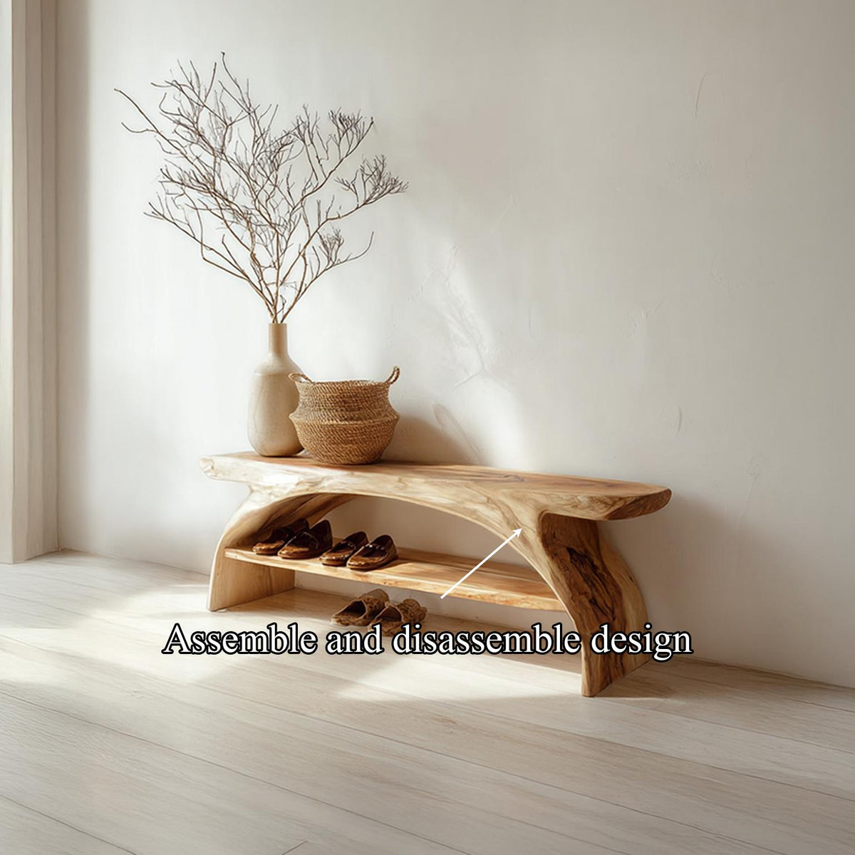 Rustic Shoe Storage Bench Entryway Living Room