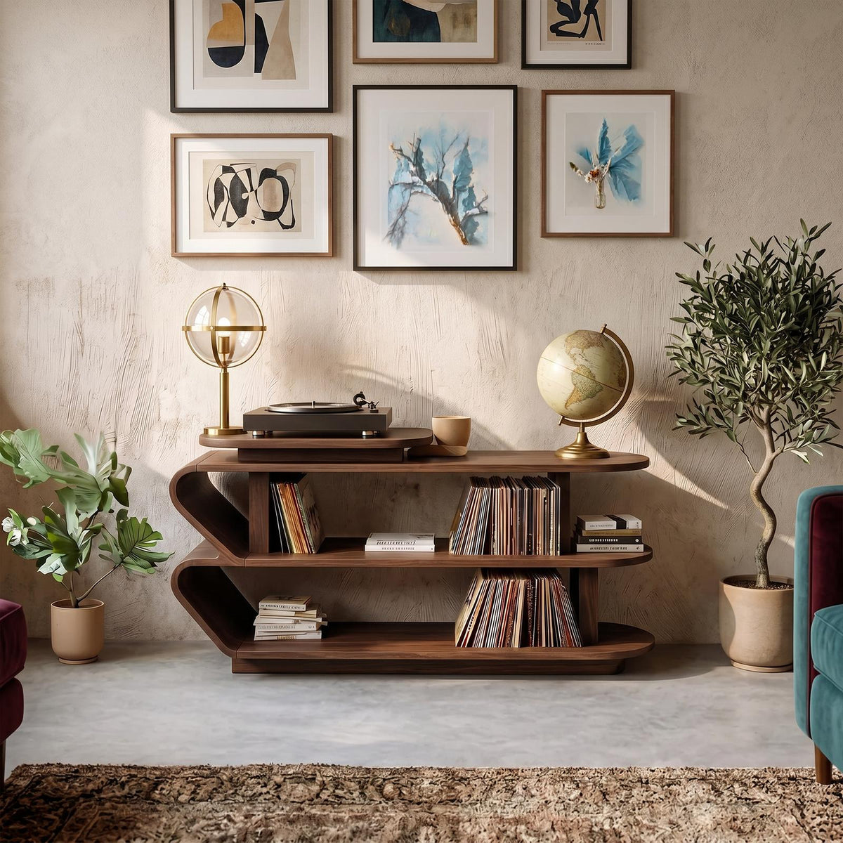 Handcrafted Wood Media Console For Entryway Design