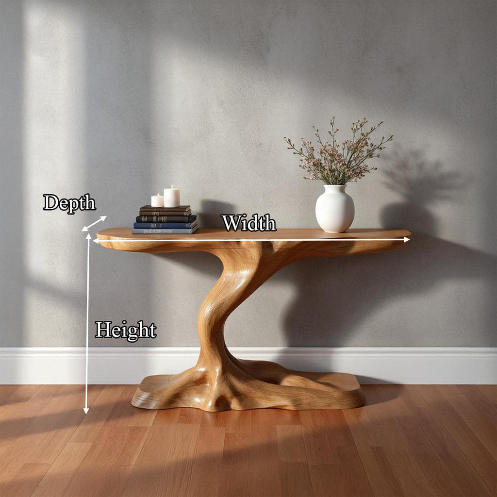 Rustic Branch Wood Console Table, Living Room & Entryway Natural Tree Base Accent Table, Model