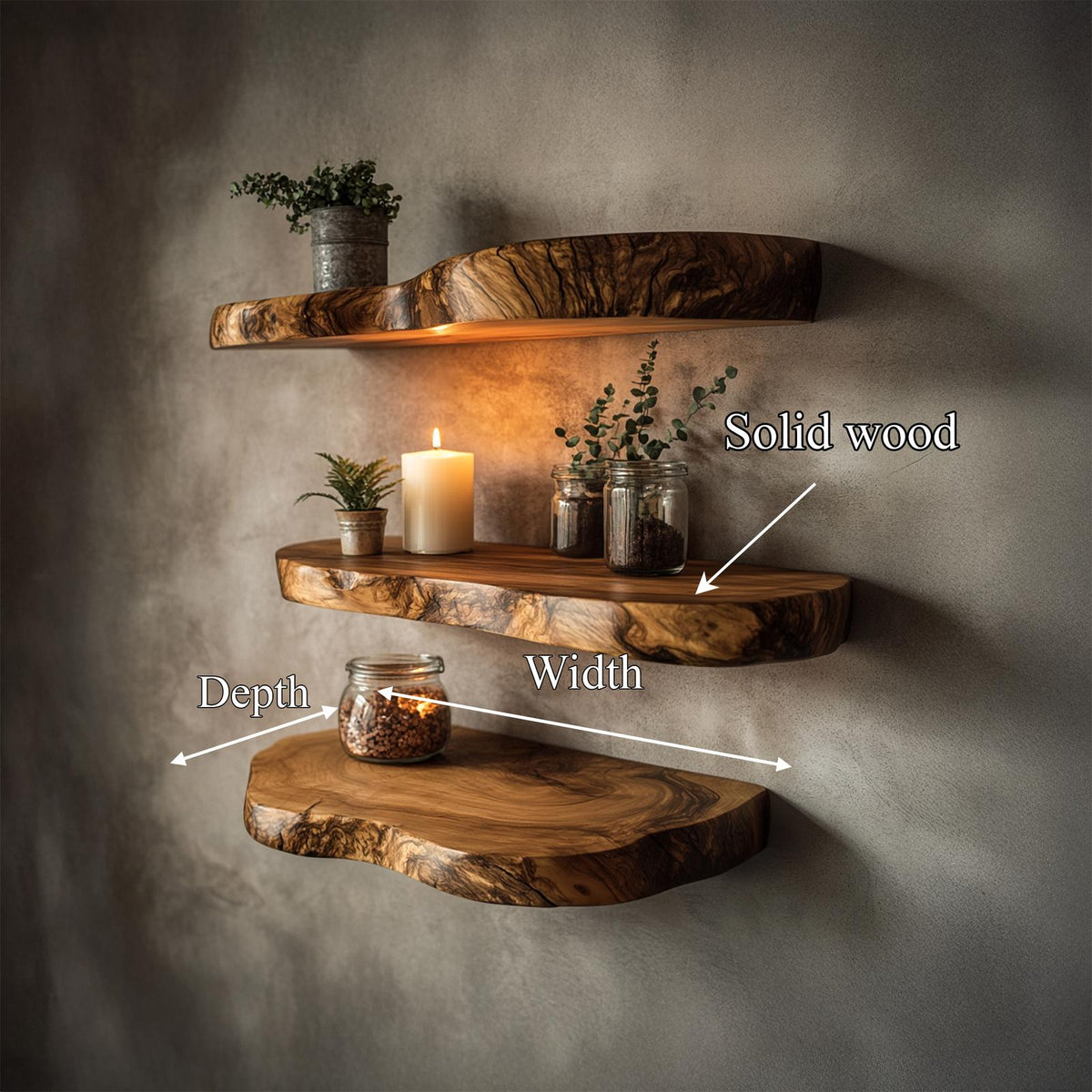 Rustic Organic Wall Shelf For Living Room And Interior Decor