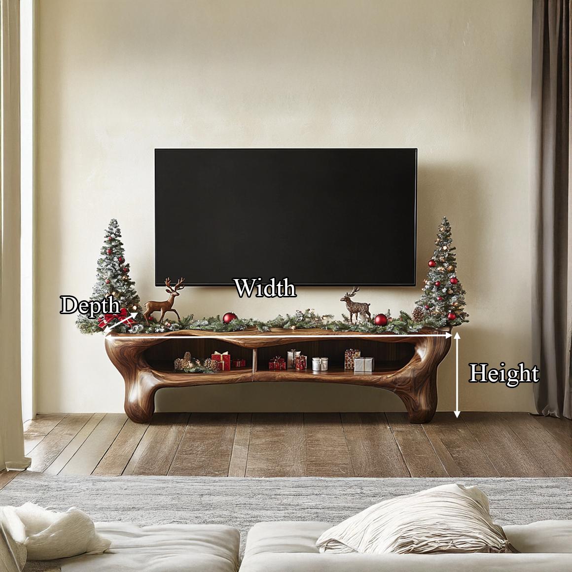 Rustic Wooden TV Cabinet, Solid Wood Media Console Storage Credenza, Farmhouse Television Stand for Living Room