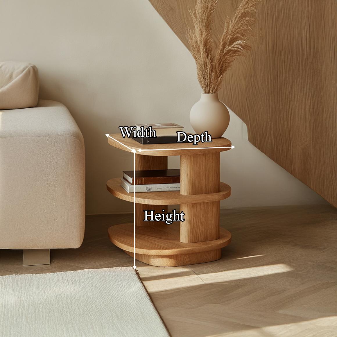 Mid Century Modern Small Wood Side Table, Handcrafted End Table & Nightstand for Living Room, Reading Nook