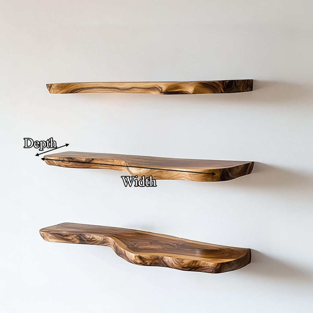 Rustic Floating Display Shelf, Wall Mounted Solid Wood Ledge Organizer for Bathroom, Bedroom & Living Room