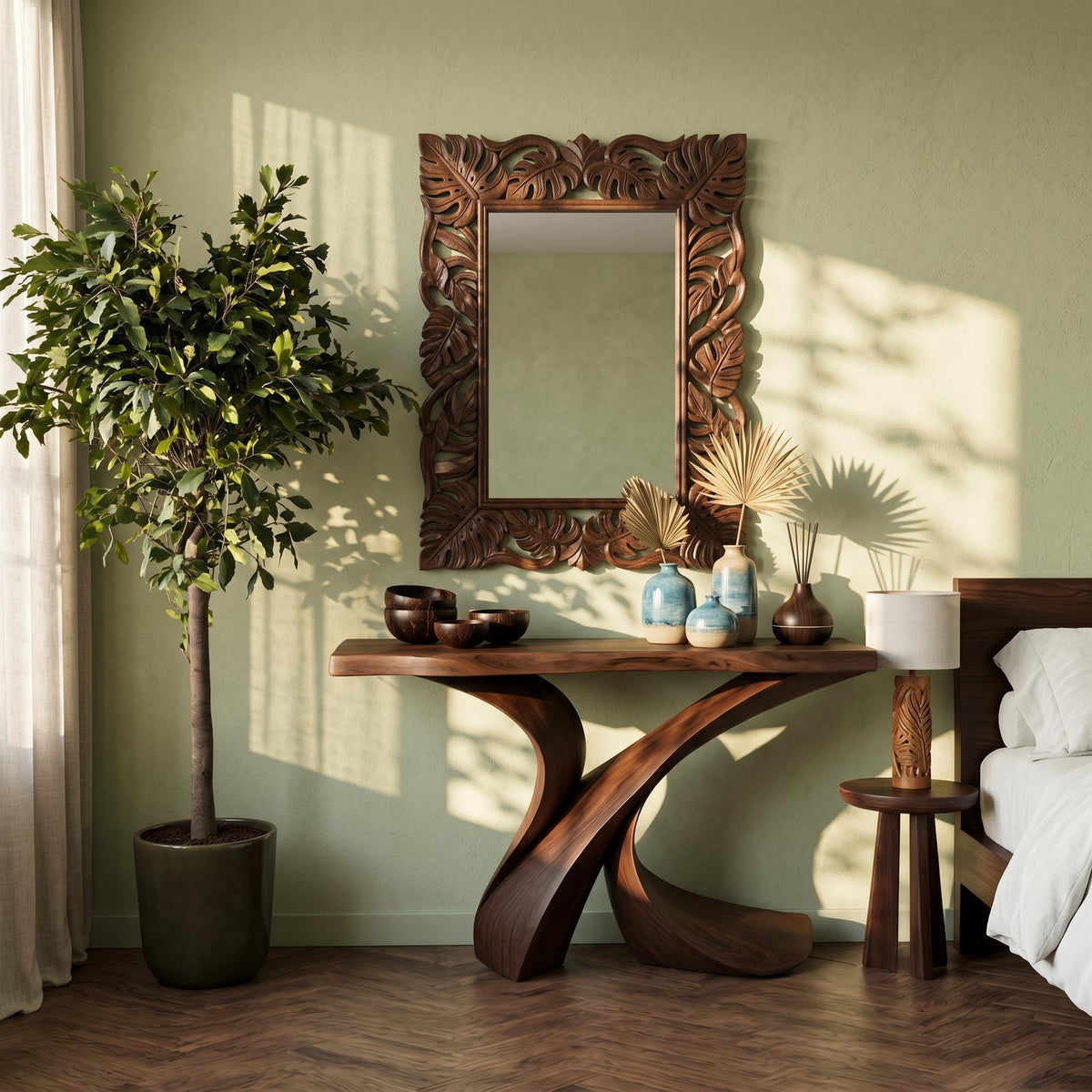 Rustic Wood Console Table Entryway Design