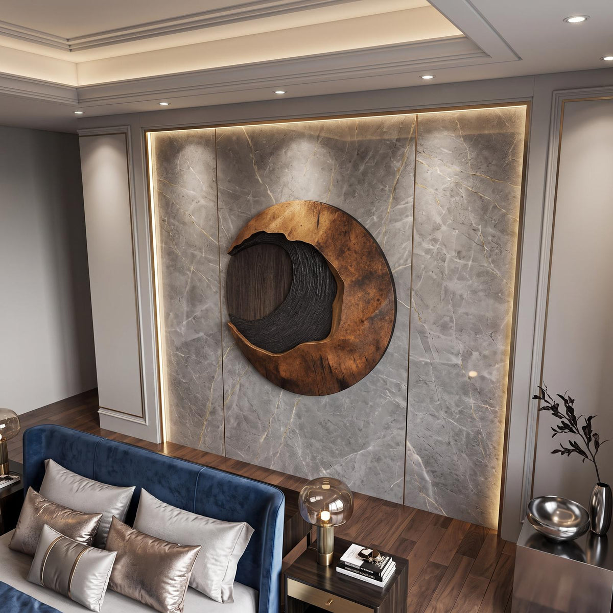 Spry Interior Handcrafted 3D Wood Wall Art, Textured Geometric Wooden Panel Sculpture for Modern Entryway & Living Room Decor, SILDTTNWA011