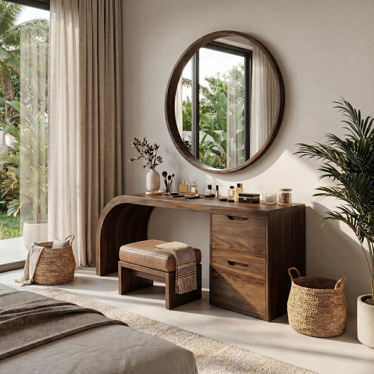 Spry Interior Industrial Vanity Table, Solid Wood Makeup Dressing Desk with Storage for Bedroom & Home Office, SILDTTRMV009