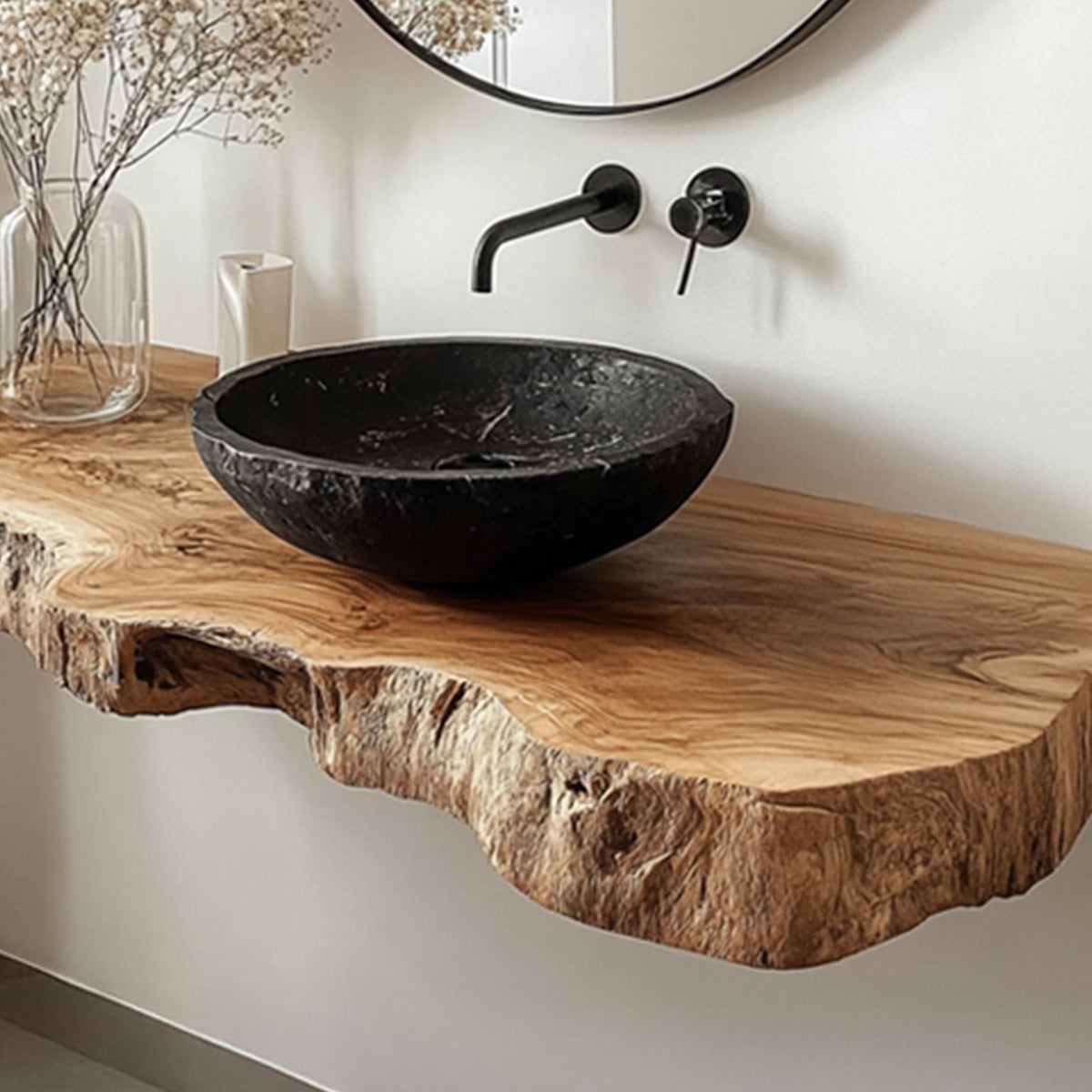 Rustic Minimalist Floating Shelf, Solid Wood Bathroom Vanity Countertop, Single Sink Washroom Support Shelf