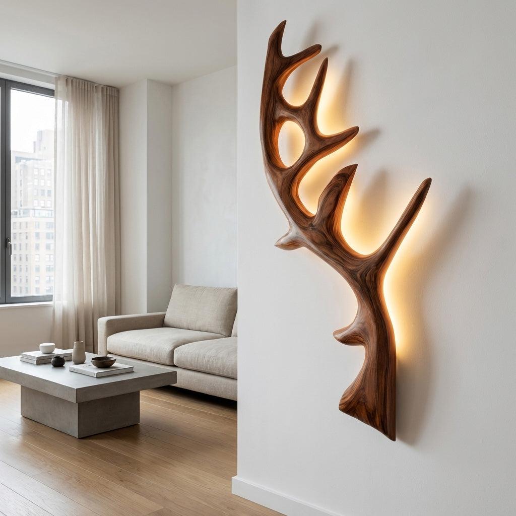 Minimalist Natural Wood Tree Wall Lamp, Nature-Inspired LED Branch Wall Sconce for Bedroom Decor, Model