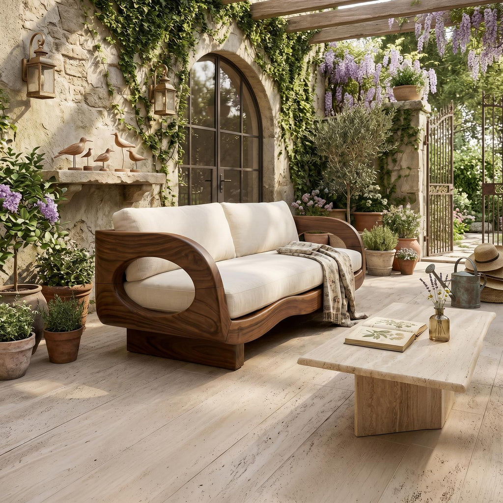 Rustic Contemporary Wood Sofa Garden Terrace Living Space