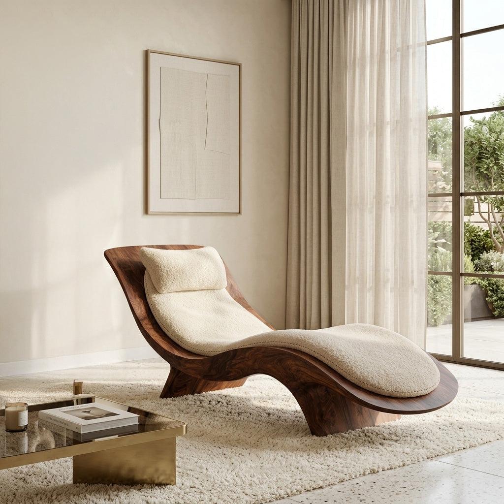 Contemporary Natural Wood Lounge Chair, Modern Living Room Accent Armchair, Mid-Century Reading Easy Chair
