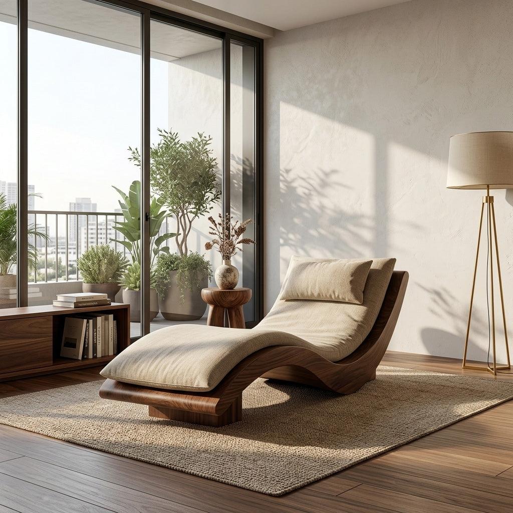 Minimalist Natural Wood Lounge Chair, Modern Timber Reading Armchair, Accent Seating for Bedroom Living Room