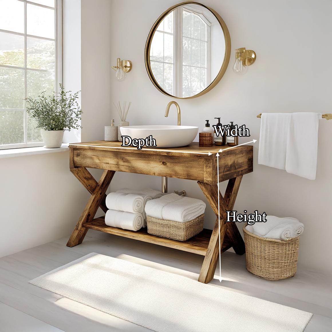 Mid Century Bathroom Vanity Table Natural Wood Modern Home Bathroom SINLSABRV198
