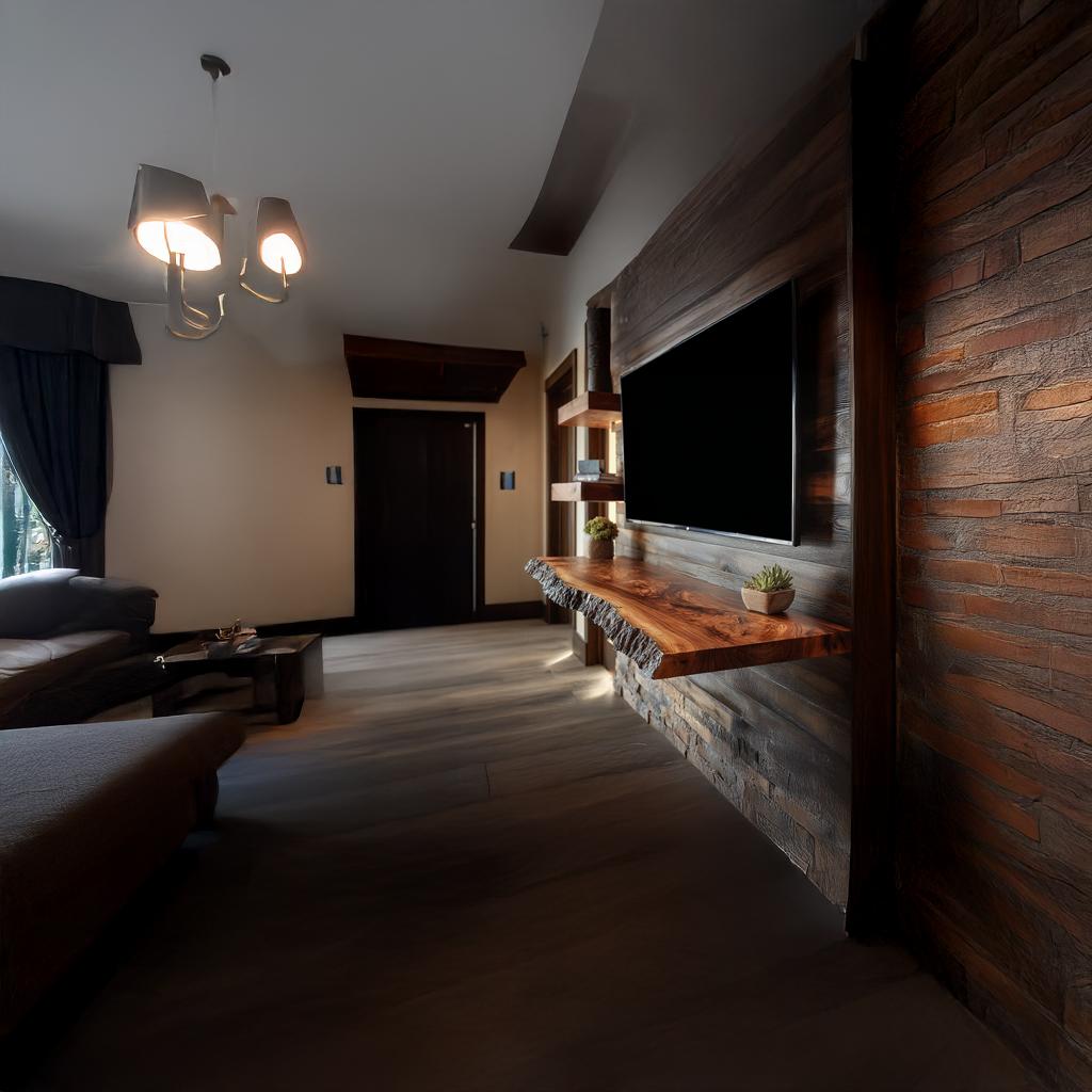 Rustic Floating Shelf Family Room