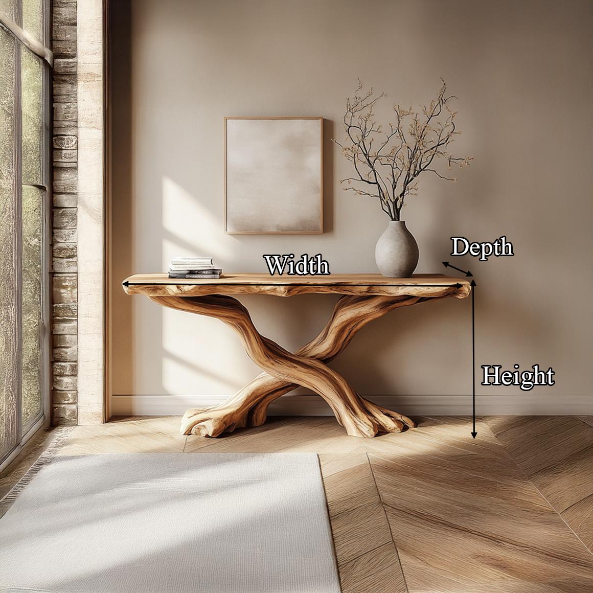 Handmade Console Table Solid Wood Artistic Live Edge Design For Living Room