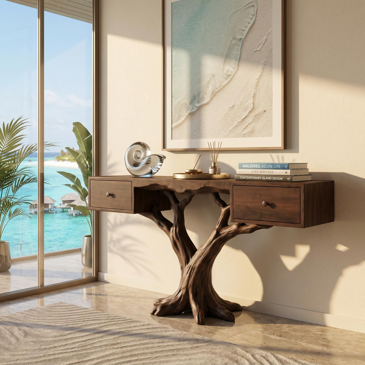 Organic Live Edge Console Table Contemporary Hallway