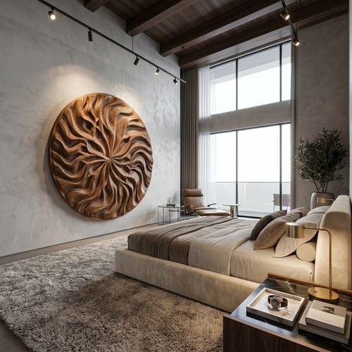 Abstract Flow Wood Wall Art, Contemporary Carved Flowing Lines Wooden Relief Panel for Hallway Decor